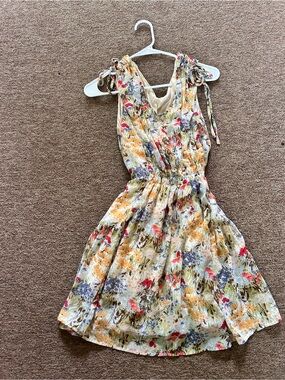 Kori Yellow Multi Floral Tie-Shoulder Mini Dress